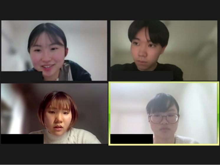 写真:テレカンでディスカッション中の6人の様子