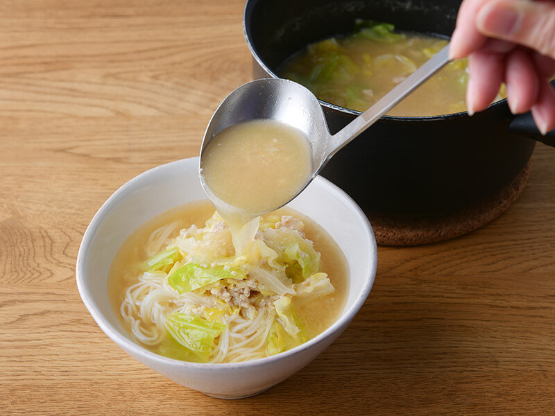 おなかにやさしいレシピ:ひやむぎde味噌ラーメン風