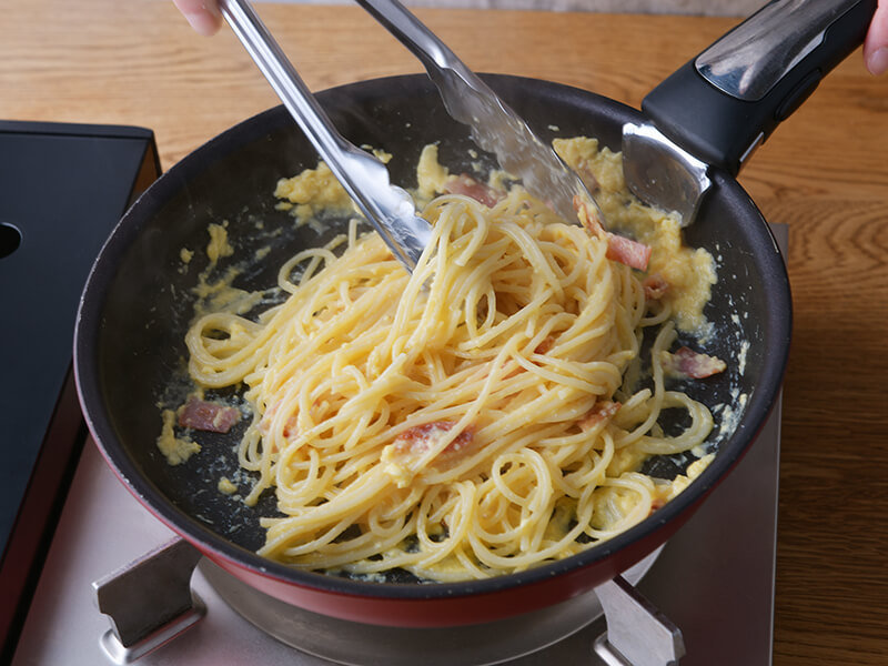 おなかにやさしいレシピ:カルボナーラ・スパゲッティ