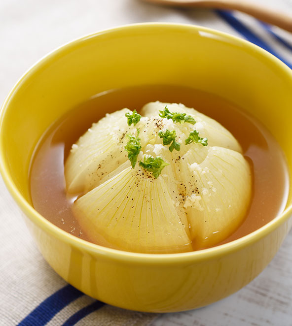 レンジで作る新玉ねぎのスープ