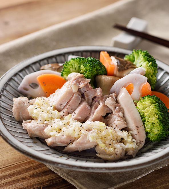 レンジでお手軽 鶏と野菜のねぎ塩だれ