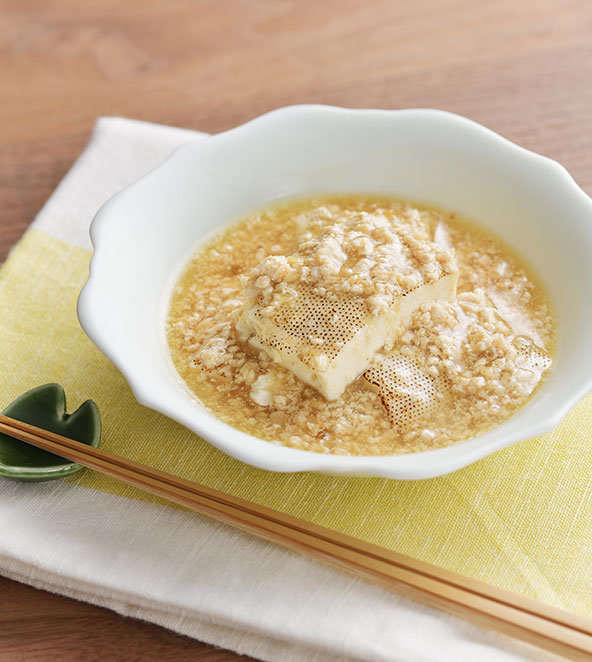 焼き豆腐のそぼろあんかけ